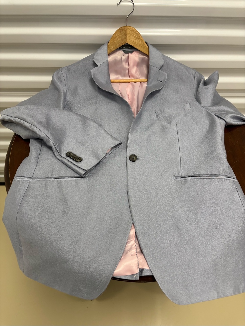 Light Blue silk&wool Men's suit with Pink Lining